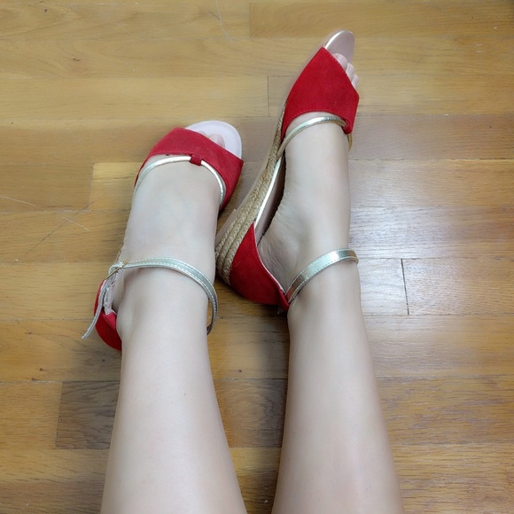 Eric Michael Russian Red Suede Espadrilles 39 8 - Picture 1 of 5